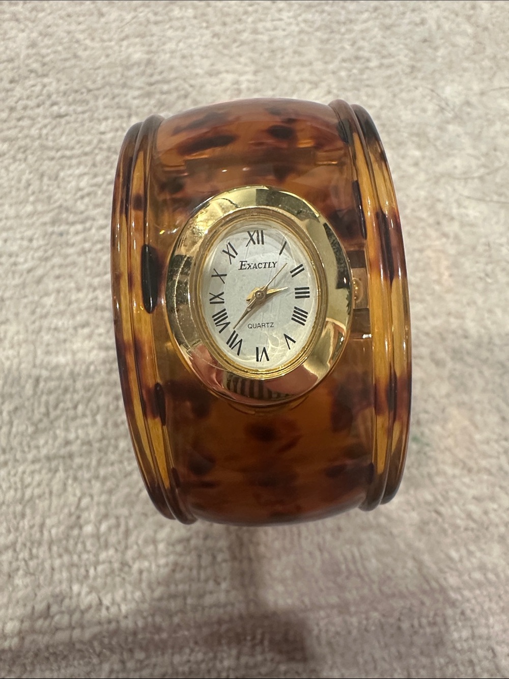 Vintage Tortoiseshell Cuff Watch Bracelet – Quartz